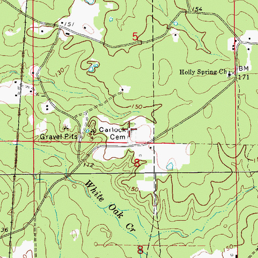 Topographic Map of Carlock Cemetery, AR