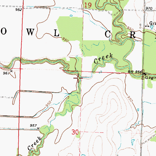 Topographic Map of South Owl Creek, KS