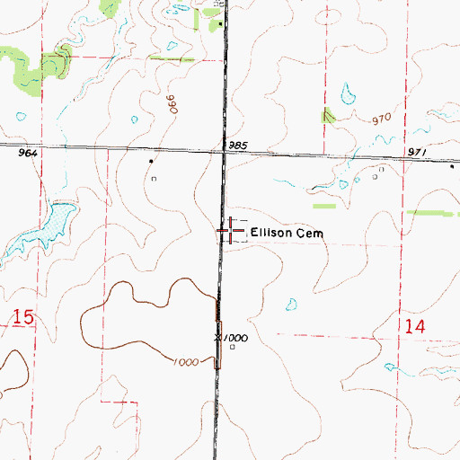 Topographic Map of Ellison Cemetery, KS
