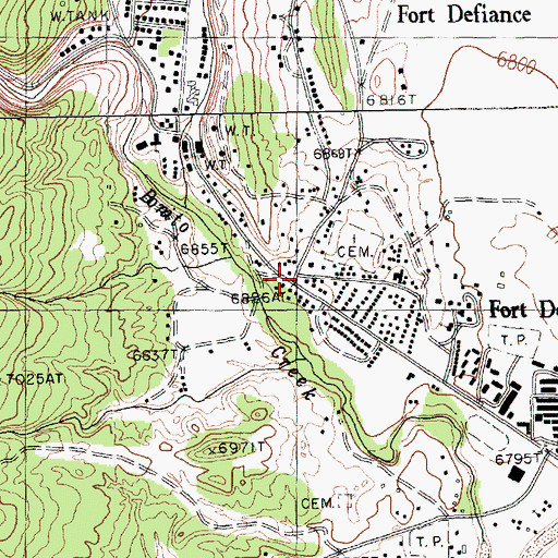 Topographic Map of Fort Defiance, AZ