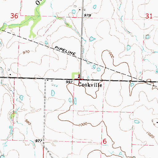 Topographic Map of Cookville, KS