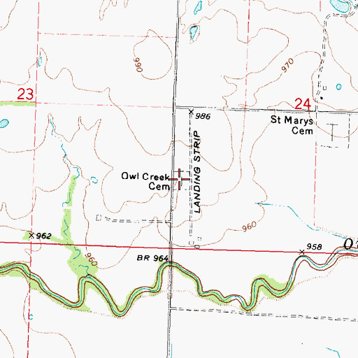 Topographic Map of Owl Creek Cemetery, KS