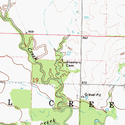 Topographic Map of Skeeters Cemetery, KS