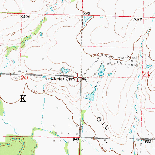 Topographic Map of Linder Cemetery, KS