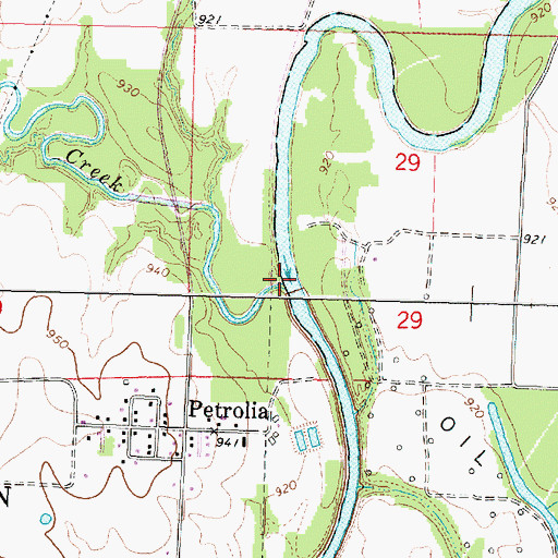 Topographic Map of Scatter Creek, KS