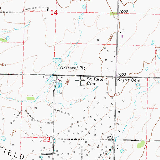 Topographic Map of Saint Peter's Lutheran Cemetery, KS