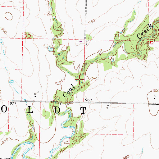 Topographic Map of Charles Branch, KS