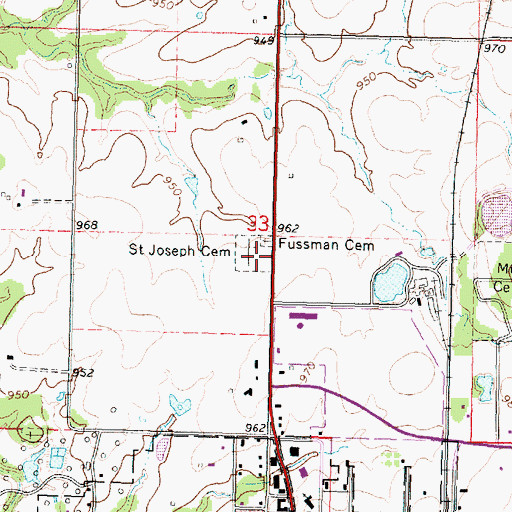 Topographic Map of Saint Joseph Cemetery, KS