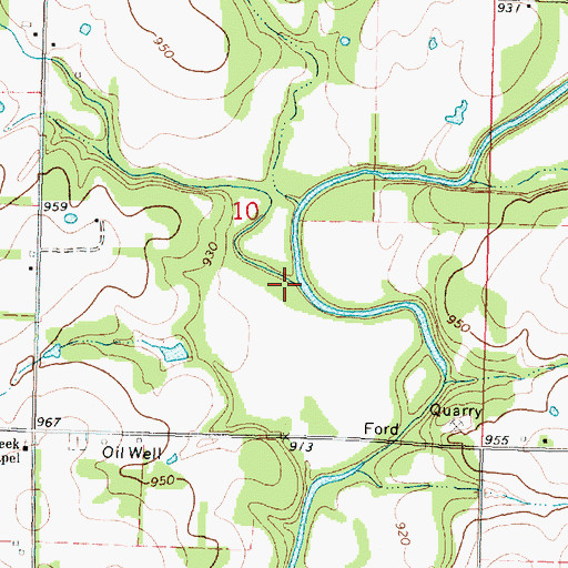 Topographic Map of Turkey Branch, KS