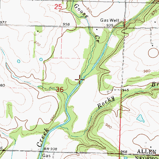 Topographic Map of Goose Creek, KS