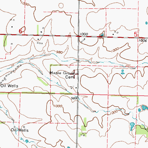 Topographic Map of Maple Grove Cemetery, KS