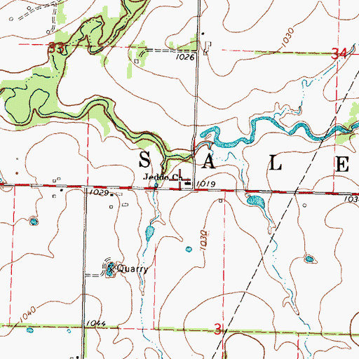 Topographic Map of Jeddo Church, KS