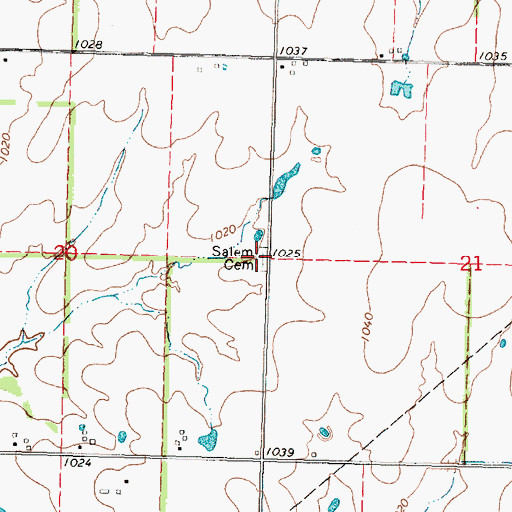 Topographic Map of Salem Cemetery, KS