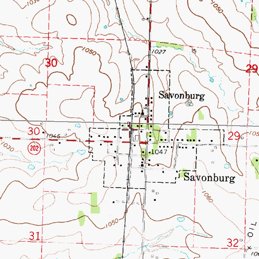 Topographic Map of Savonburg, KS
