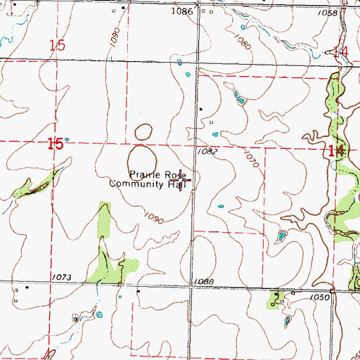 Topographic Map of Prairie Rose Community Hall, KS