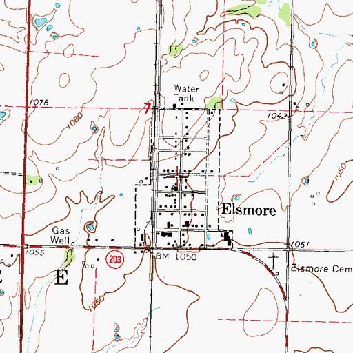 Topographic Map of Elsmore, KS