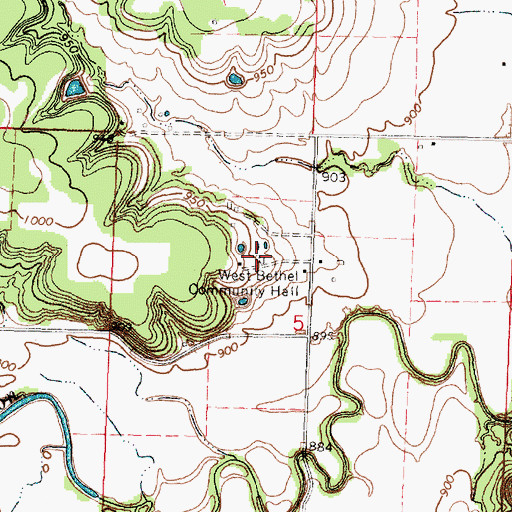 Topographic Map of West Bethel Community Hall, KS