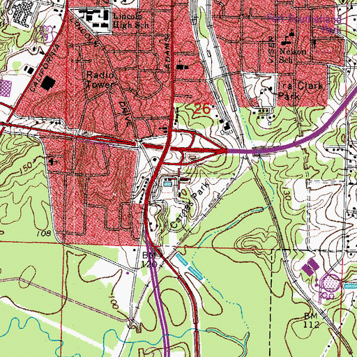 Topographic Map of Carnes Park, AR