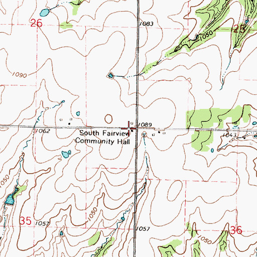 Topographic Map of South Fairview Community Hall, KS