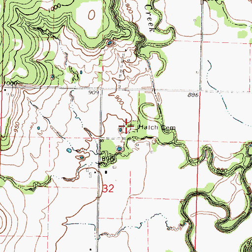 Topographic Map of Hatch Cemetery, KS
