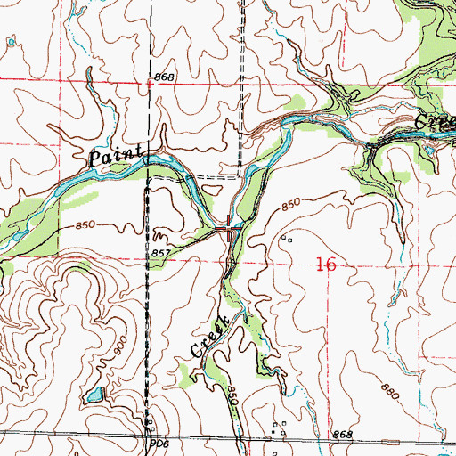 Topographic Map of Bunion Creek, KS