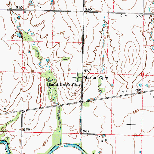 Topographic Map of Marion Cemetery, KS