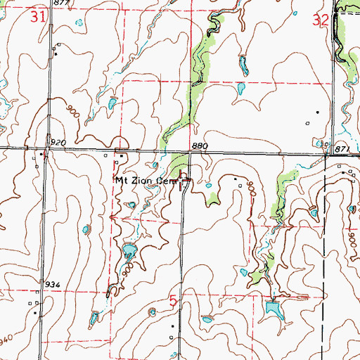 Topographic Map of Mount Zion Cemetery, KS