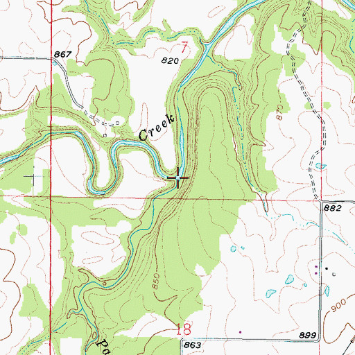 Topographic Map of Pawnee Creek, KS