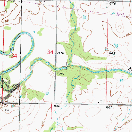 Topographic Map of Robinson Branch, KS