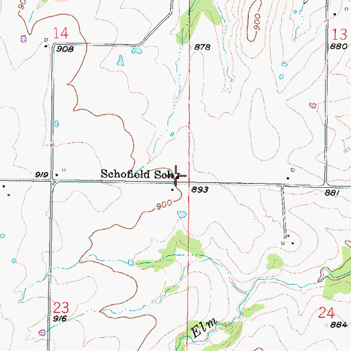 Topographic Map of Schofield School, KS