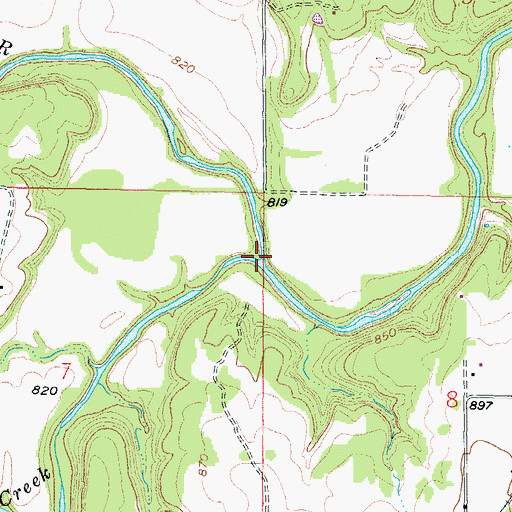 Topographic Map of Paint Creek, KS