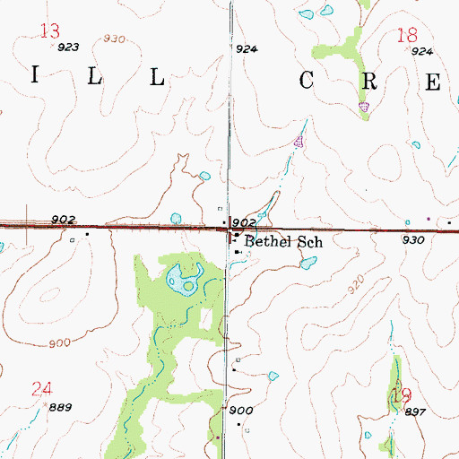 Topographic Map of Bethel School, KS