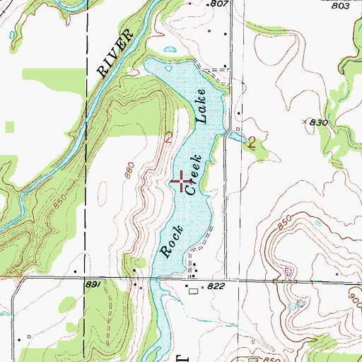 Topographic Map of Rock Creek Lake, KS