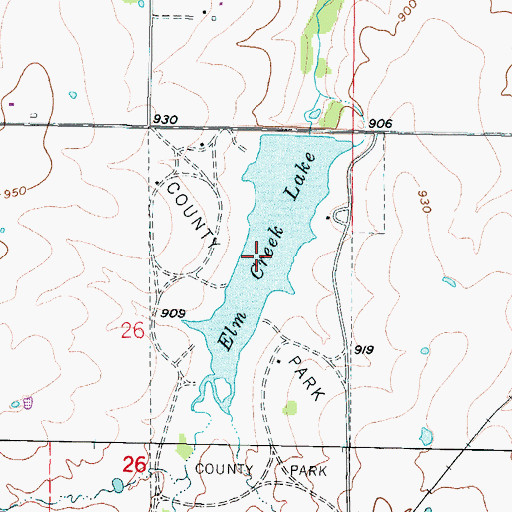 Topographic Map of Elm Creek Lake, KS