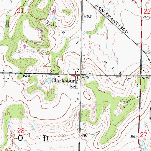 Topographic Map of Clarksburg School, KS