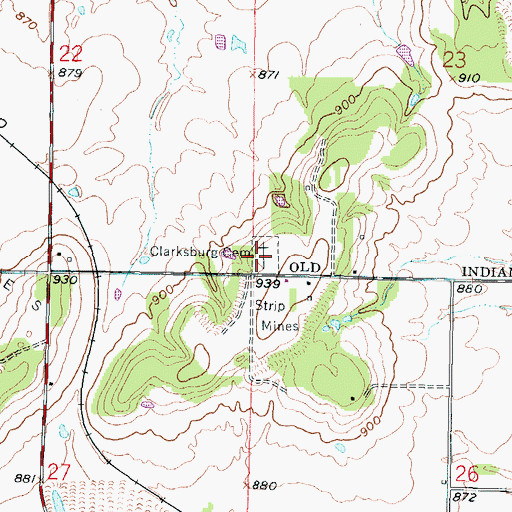 Topographic Map of Clarksburg Cemetery, KS