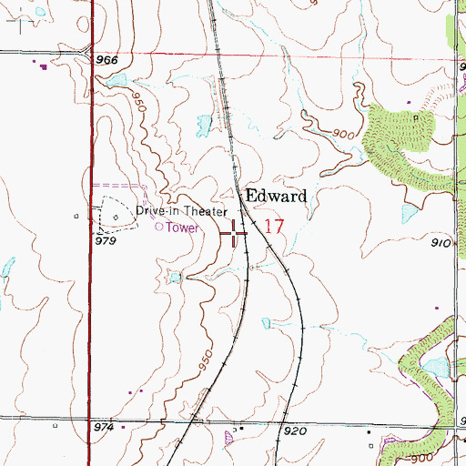 Topographic Map of Edward, KS