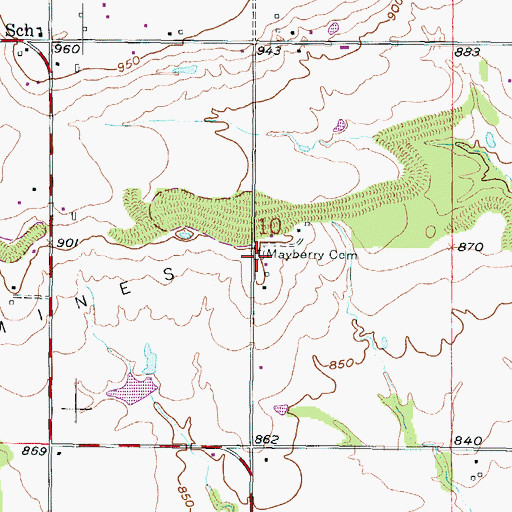 Topographic Map of Mayberry Cemetery, KS