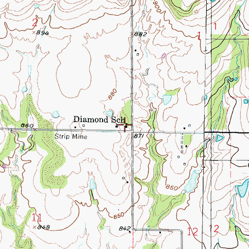 Topographic Map of Diamond School, KS