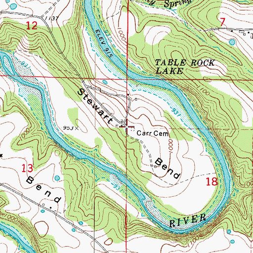 Topographic Map of Carr Cemetery, AR