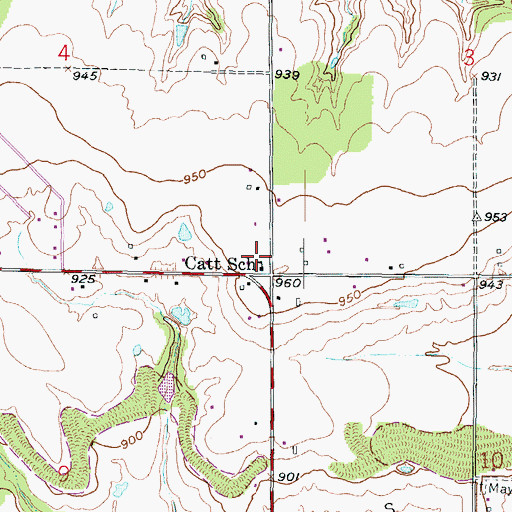 Topographic Map of Catt School, KS