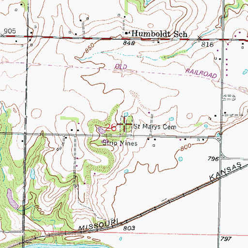 Topographic Map of Saint Mary's Cemetery, KS