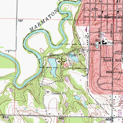 Topographic Map of Gunn Park, KS