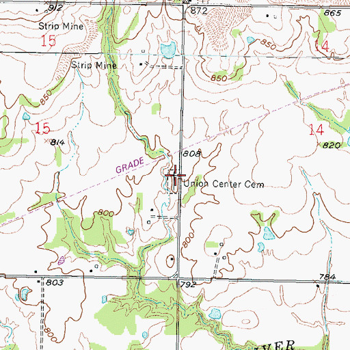 Topographic Map of Union Center Cemetery, KS