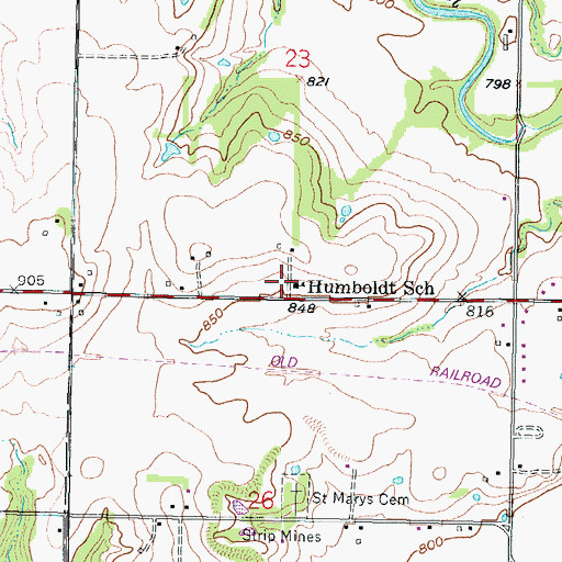 Topographic Map of Humboldt School, KS