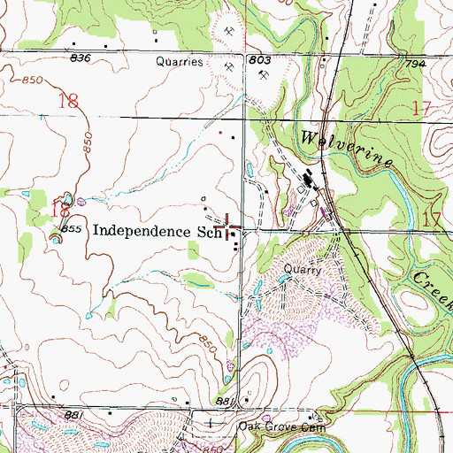 Topographic Map of Independence School, KS