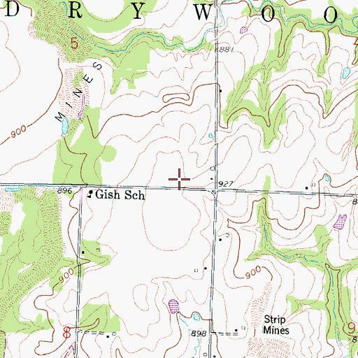 Topographic Map of Township of Drywood, KS