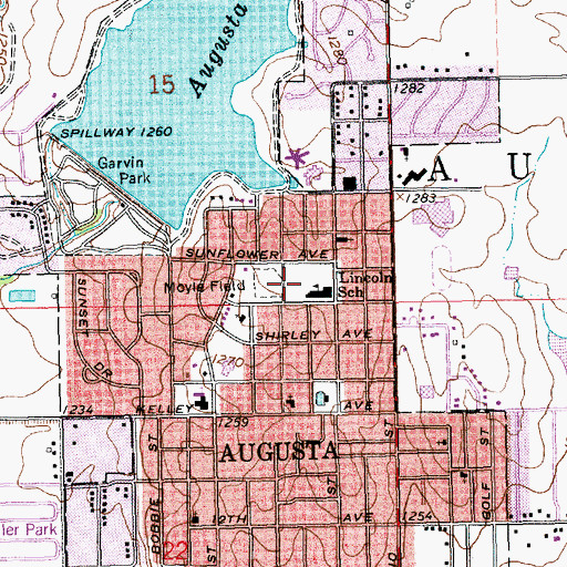 Topographic Map of Lincoln Elementary School, KS