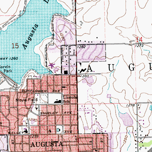 Topographic Map of Augusta Airport (historical), KS