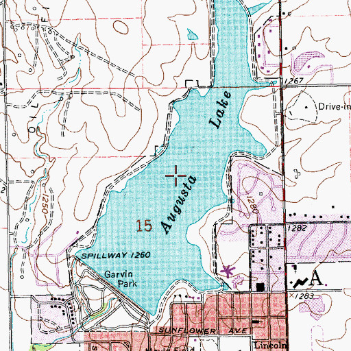 Topographic Map of Augusta Lake, KS